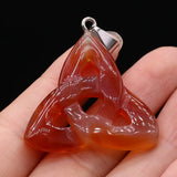 Triangle Natural Red Agates Malachites Pendant 32x35mm