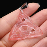Triangle Natural Red Agates Malachites Pendant 32x35mm