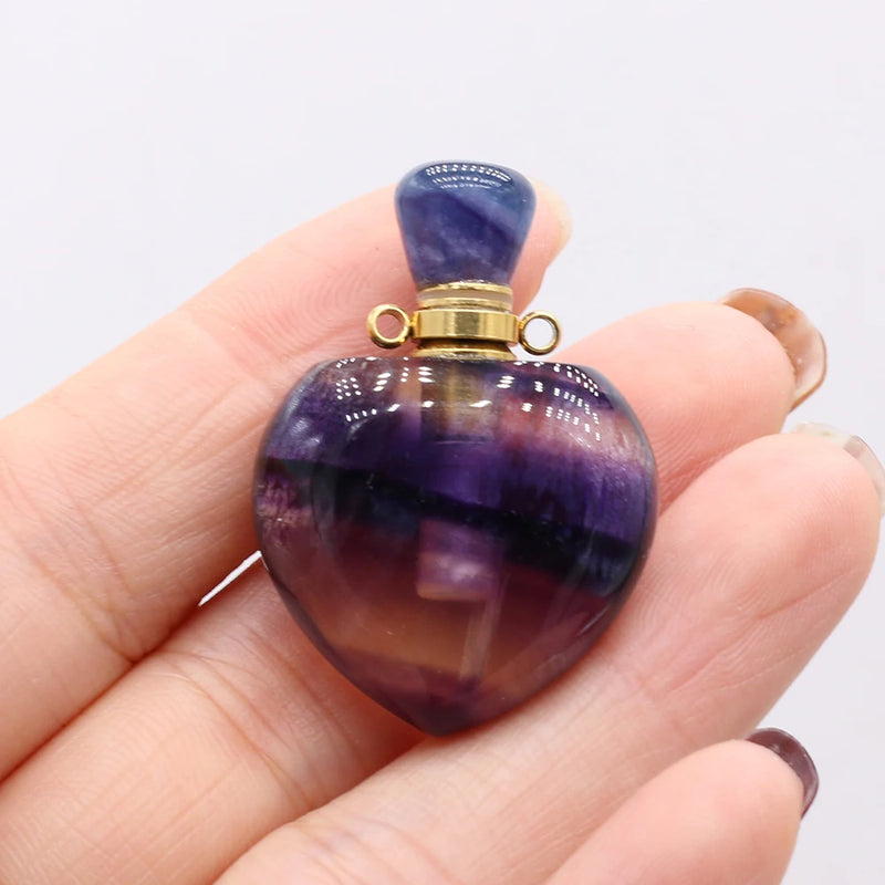 Vintage Heart Perfume Bottle Necklace Pendant for Jewelry Making