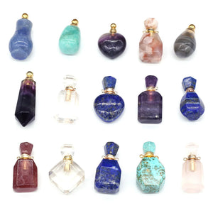 Natural Stone Pendant Vintage Perfume Bottle Necklace Pendant