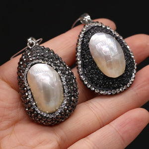 Stone Pendant Water Drop Shape Diamon-Studded Charms DIY Jewelry Necklace