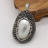 Stone Pendant Water Drop Shape Diamon-Studded Charms DIY Jewelry Necklace
