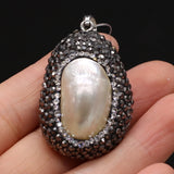 Stone Pendant Water Drop Shape Diamon-Studded Charms DIY Jewelry Necklace