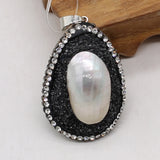 Stone Pendant Water Drop Shape Diamon-Studded Charms DIY Jewelry Necklace