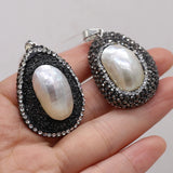 Stone Pendant Water Drop Shape Diamon-Studded Charms DIY Jewelry Necklace
