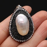 Stone Pendant Water Drop Shape Diamon-Studded Charms DIY Jewelry Necklace