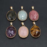 Natural Stone Pendants Agate Amethyst Rose Quartz Gemstone Charms