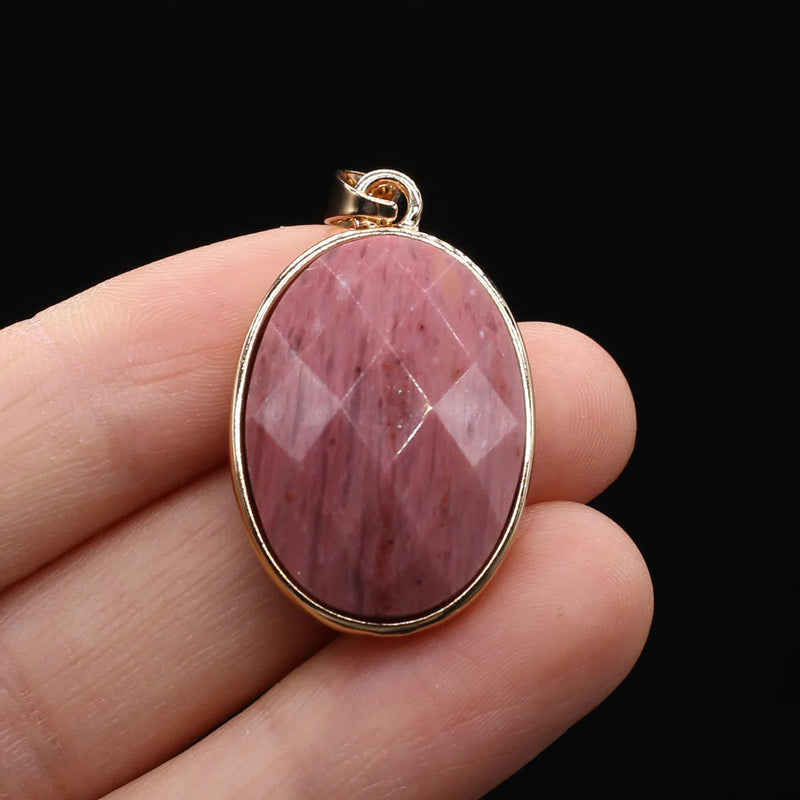 Natural Stone Pendants Agate Amethyst Rose Quartz Gemstone Charms