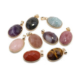 Natural Stone Pendants Agate Amethyst Rose Quartz Gemstone Charms