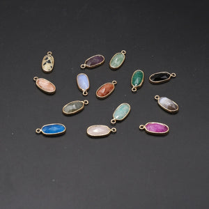 Natural Stone Pendants Plated Oval Amethysts Turquoise for Jewelry Making