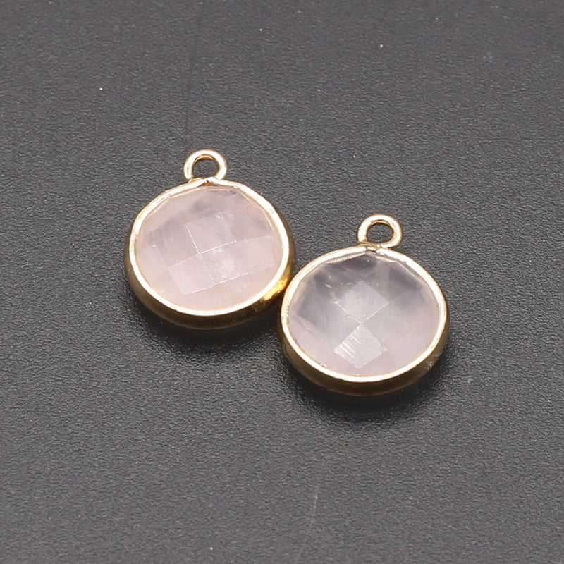 Natural Stone Pendants Tiger Eye Labradorite Plated Round Flash