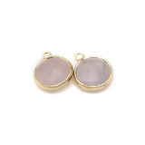 Natural Stone Pendants Tiger Eye Labradorite Plated Round Flash
