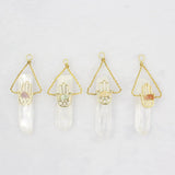 Natural Stone Hamsa Hand Charm Quartz Crystal Pendulum