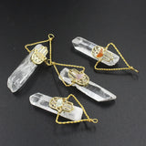 Natural Stone Hamsa Hand Charm Quartz Crystal Pendulum
