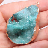 Natural Stone Pendants Irregular Drop-shaped Druzy Crystal Tooth Charms