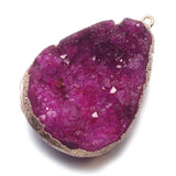 Natural Stone Pendants Irregular Drop-shaped Druzy Crystal Tooth Charms