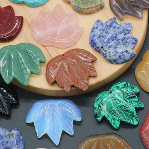 Maple Leaf Crystal Quartz Agate Chakra Stone Pendant for Jewelry Making
