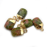 Opal Aventurine Crystal Rectangle Pendant for Jewelry Making