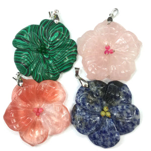 Natural Stone Plant Shape Crystal Agates Necklace Pendant 50mm