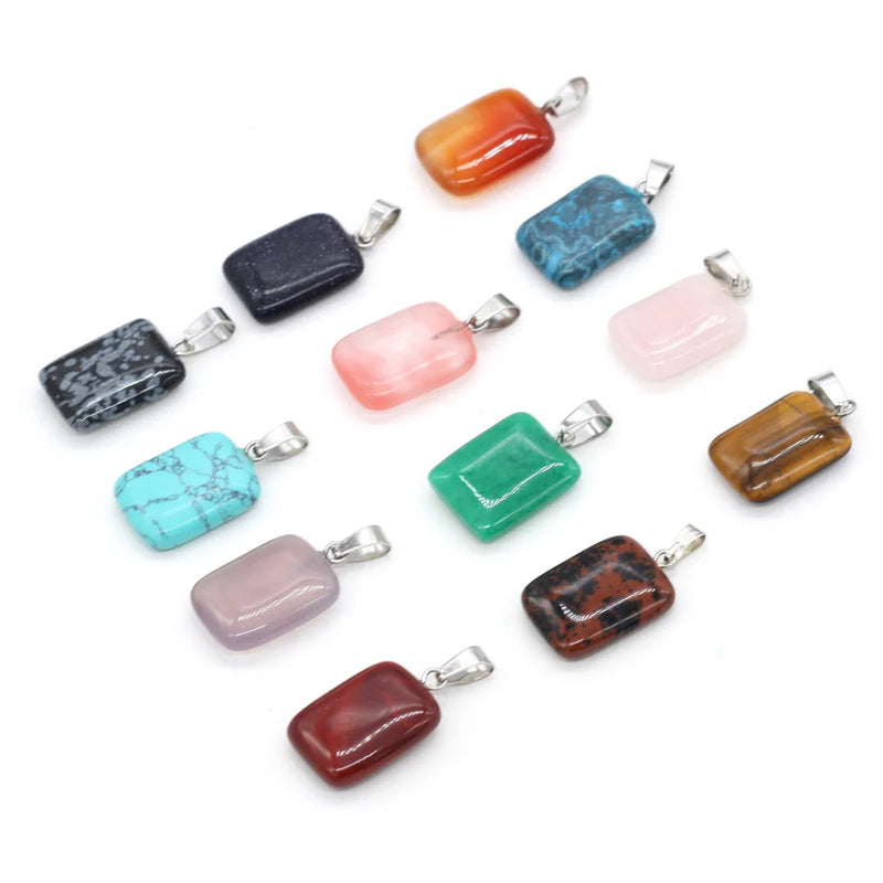 Green Aventurine Agate Rectangle Pendants for Jewelry Making