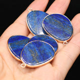 Natural Stone Pendants Reiki Heal Gold-plate Lapis lazuli DIY Necklace Earrings