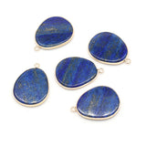 Natural Stone Pendants Reiki Heal Gold-plate Lapis lazuli DIY Necklace Earrings