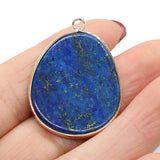 Natural Stone Pendants Reiki Heal Gold-plate Lapis lazuli DIY Necklace Earrings