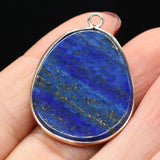 Natural Stone Pendants Reiki Heal Gold-plate Lapis lazuli DIY Necklace Earrings