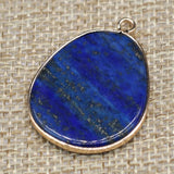 Natural Stone Pendants Reiki Heal Gold-plate Lapis lazuli DIY Necklace Earrings