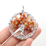 Natural Stone Pendants Reiki Heal Tree of Life Amethysts Citrines Charms