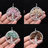 Natural Stone Pendants Reiki Heal Tree of Life Amethysts Citrines Charms