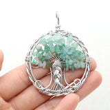 Natural Stone Pendants Reiki Heal Tree of Life Amethysts Citrines Charms