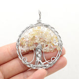 Natural Stone Pendants Reiki Heal Tree of Life Amethysts Citrines Charms
