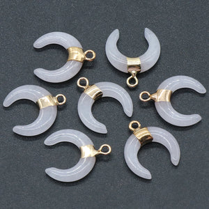 Natural Stone Pendants Reiki Healing Moon Shape Lapis Lazuli Amazonite