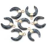 Natural Stone Pendants Reiki Healing Moon Shape Lapis Lazuli Amazonite
