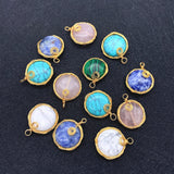 Natural Stone Pendants Turquoise Pink Crystal Malachite Charms Jewelry Making