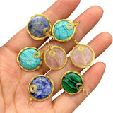Natural Stone Pendants Turquoise Pink Crystal Malachite Charms Jewelry Making