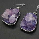 Natural Stone Pendants Water Drop Druzy Amethysts Pendants Crystal Charms