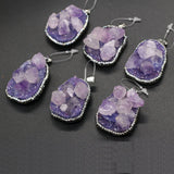 Natural Stone Pendants Water Drop Druzy Amethysts Pendants Crystal Charms