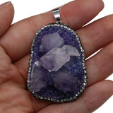 Natural Stone Pendants Water Drop Druzy Amethysts Pendants Crystal Charms