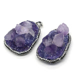 Natural Stone Pendants Water Drop Druzy Amethysts Pendants Crystal Charms