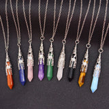 Pink Quartz Lapis Purple Crystal Pendulum Hexagonal Stone Dowsing