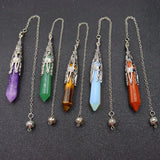 Pink Quartz Lapis Purple Crystal Pendulum Hexagonal Stone Dowsing