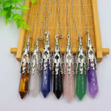 Pink Quartz Lapis Purple Crystal Pendulum Hexagonal Stone Dowsing