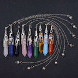 Pink Quartz Lapis Purple Crystal Pendulum Hexagonal Stone Dowsing