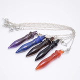 Natural Stone Pendulum for Dowsing Cone Purple Crystal
