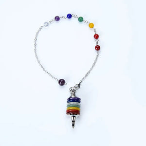 Natural Stone Pendulum 7 Chakra Wicca Dowsing Reiki Pendant