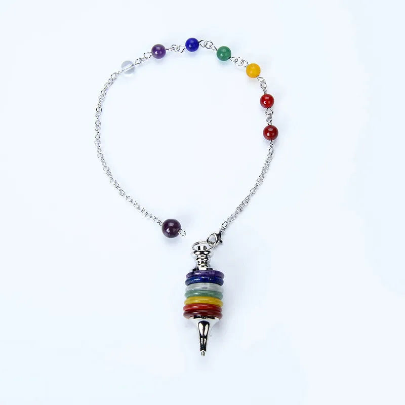Natural Stone Pendulum 7 Chakra Wicca Dowsing Reiki Pendant