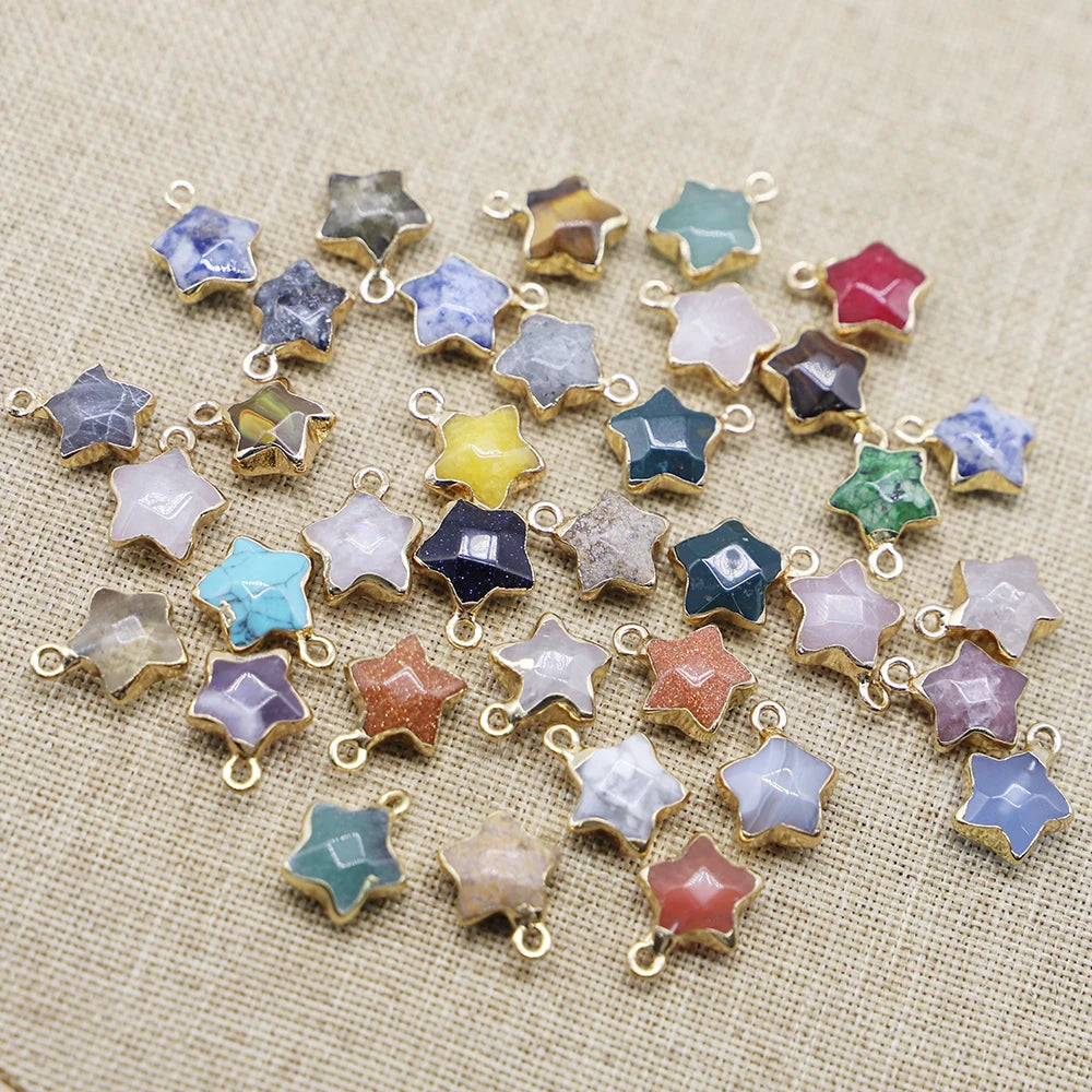 Sodalite Pentagram Star Pendants Gilded Edge 12PCS