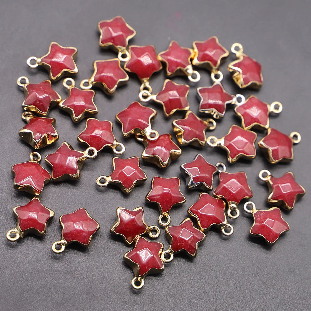 Sodalite Pentagram Star Pendants Gilded Edge 12PCS